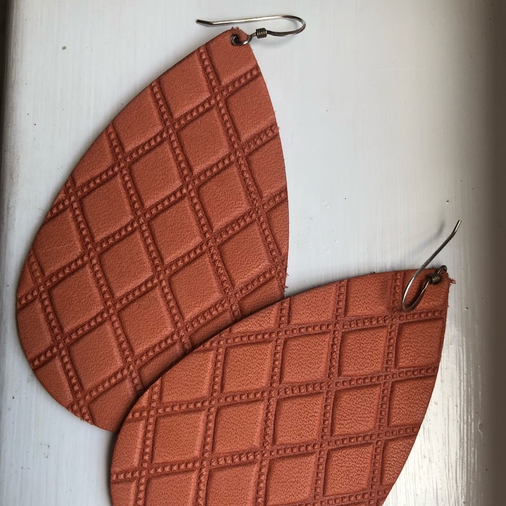 Nickel & Suede Coral Mosaic Earrings